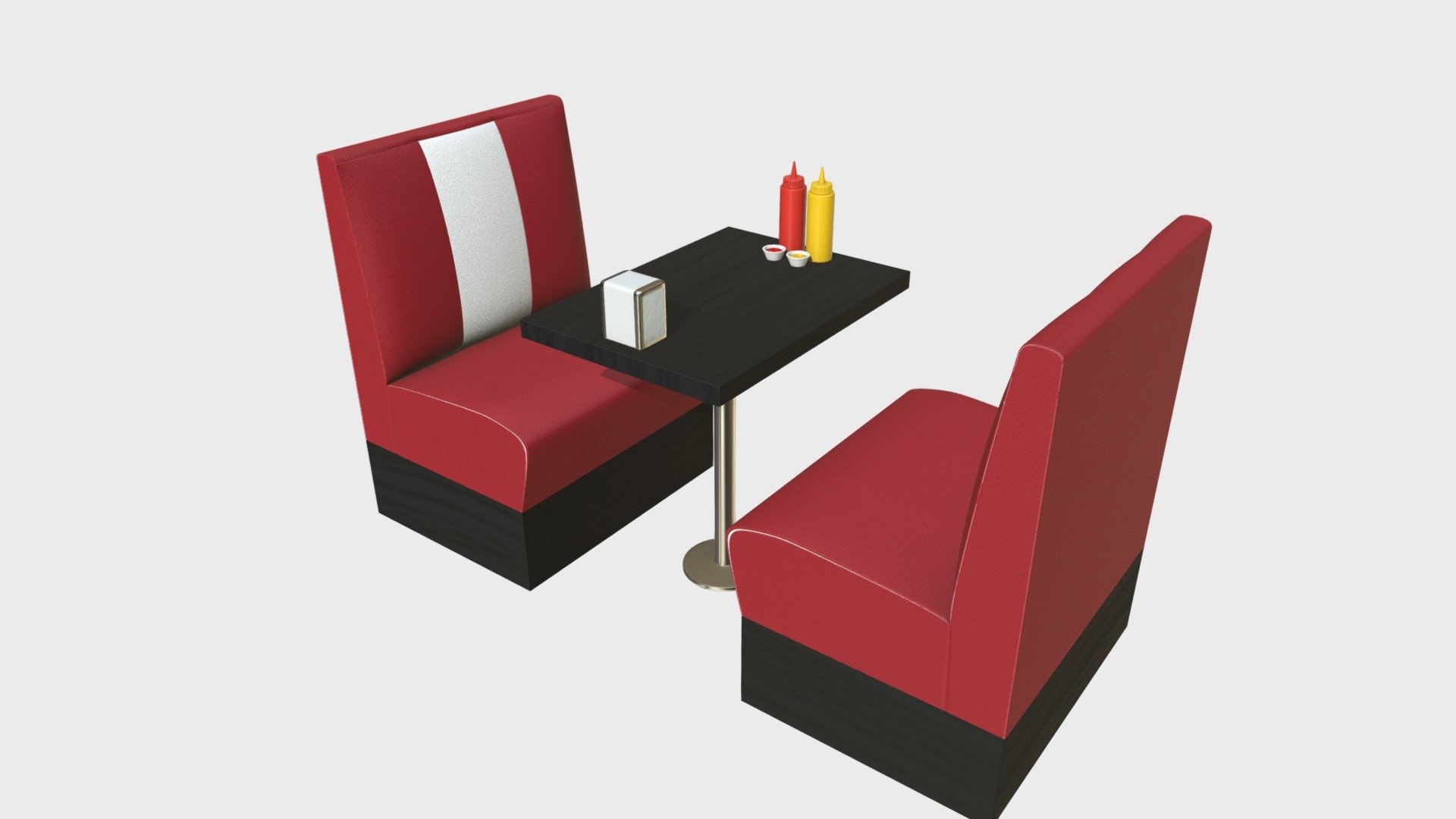 Diner booth set 1 3d model