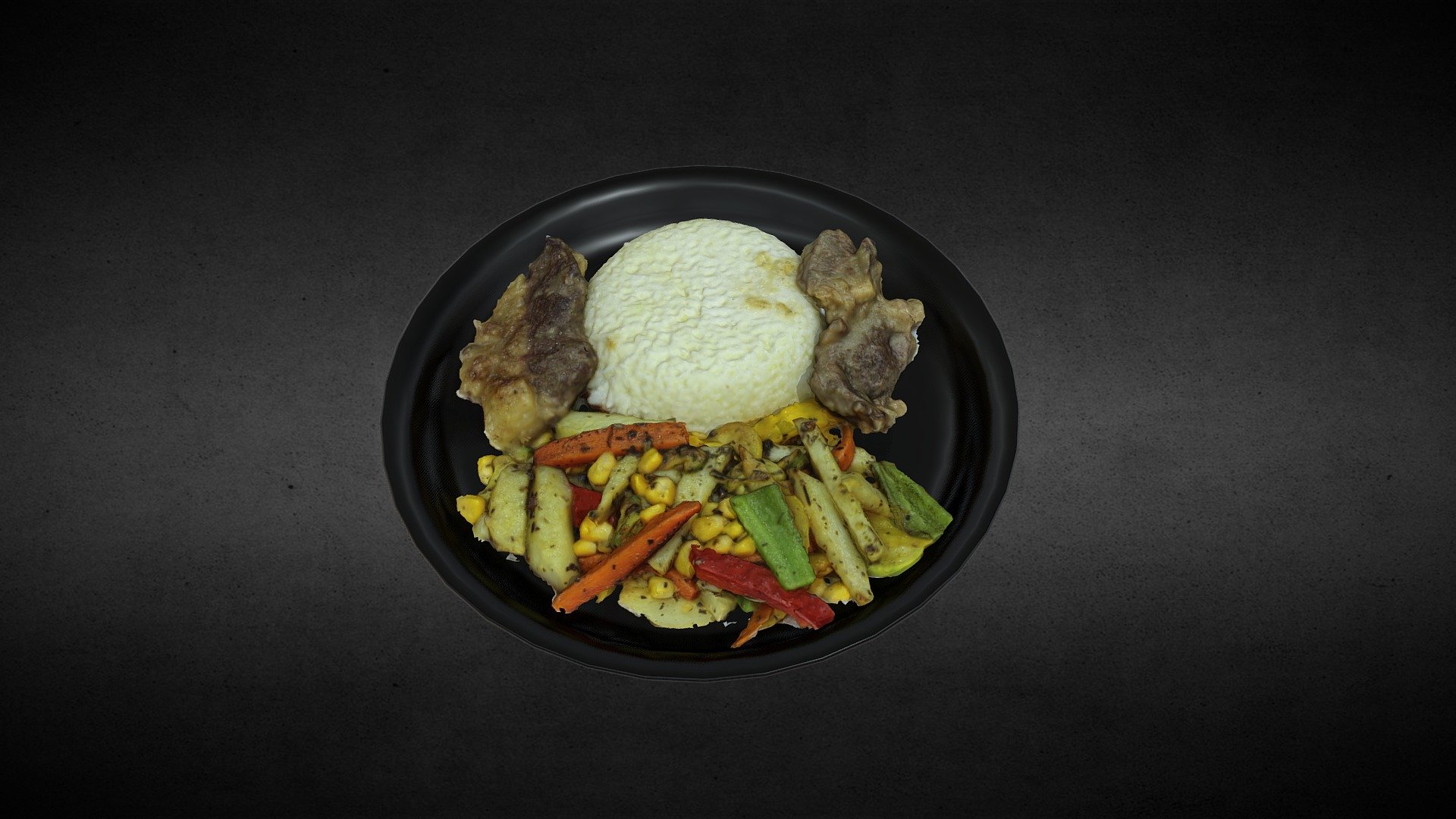 steak with rice 3d model