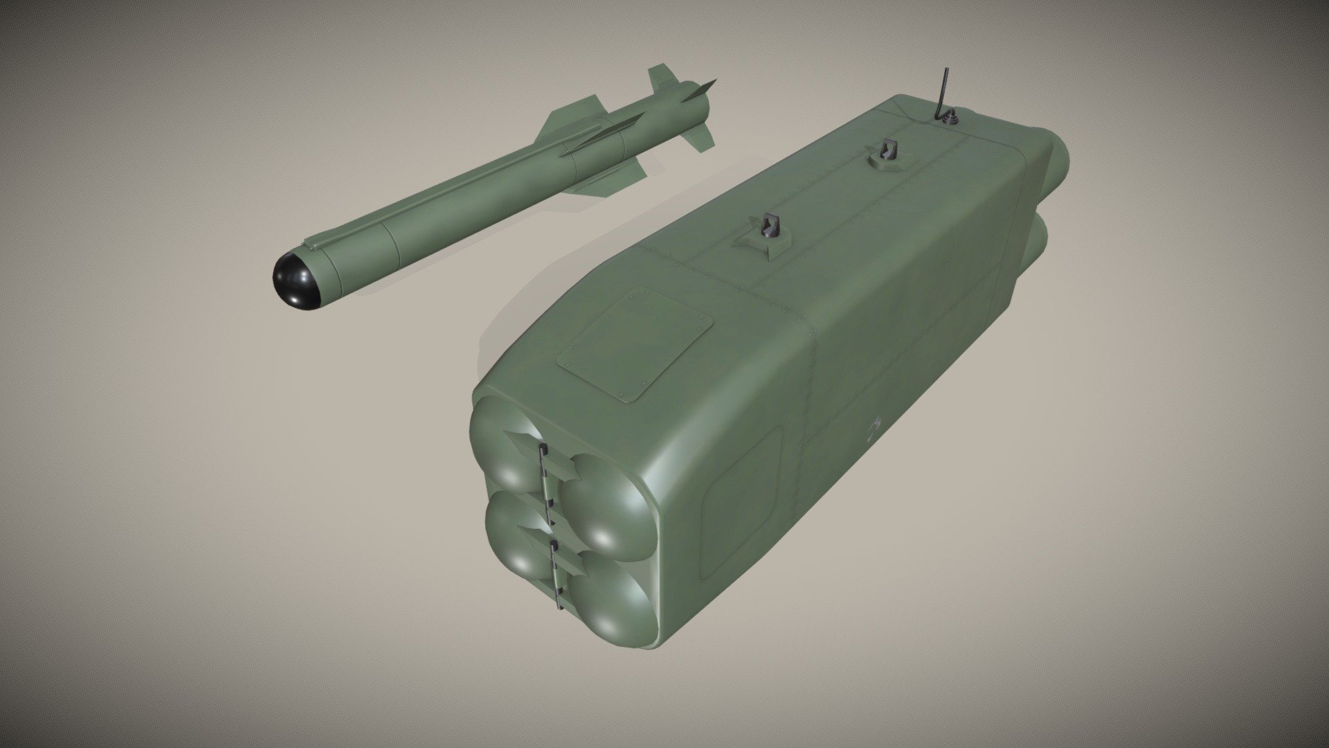 Launcher PARS 3LR With Missile X4 3d model