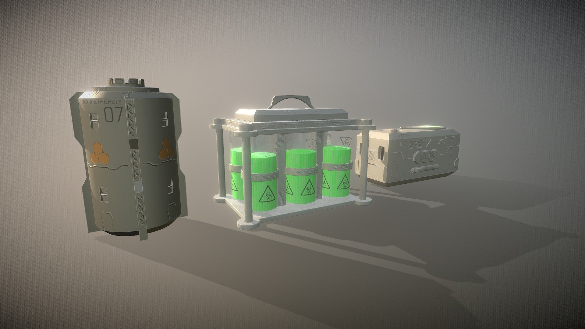 Sci Fi containers kit 02 3d model