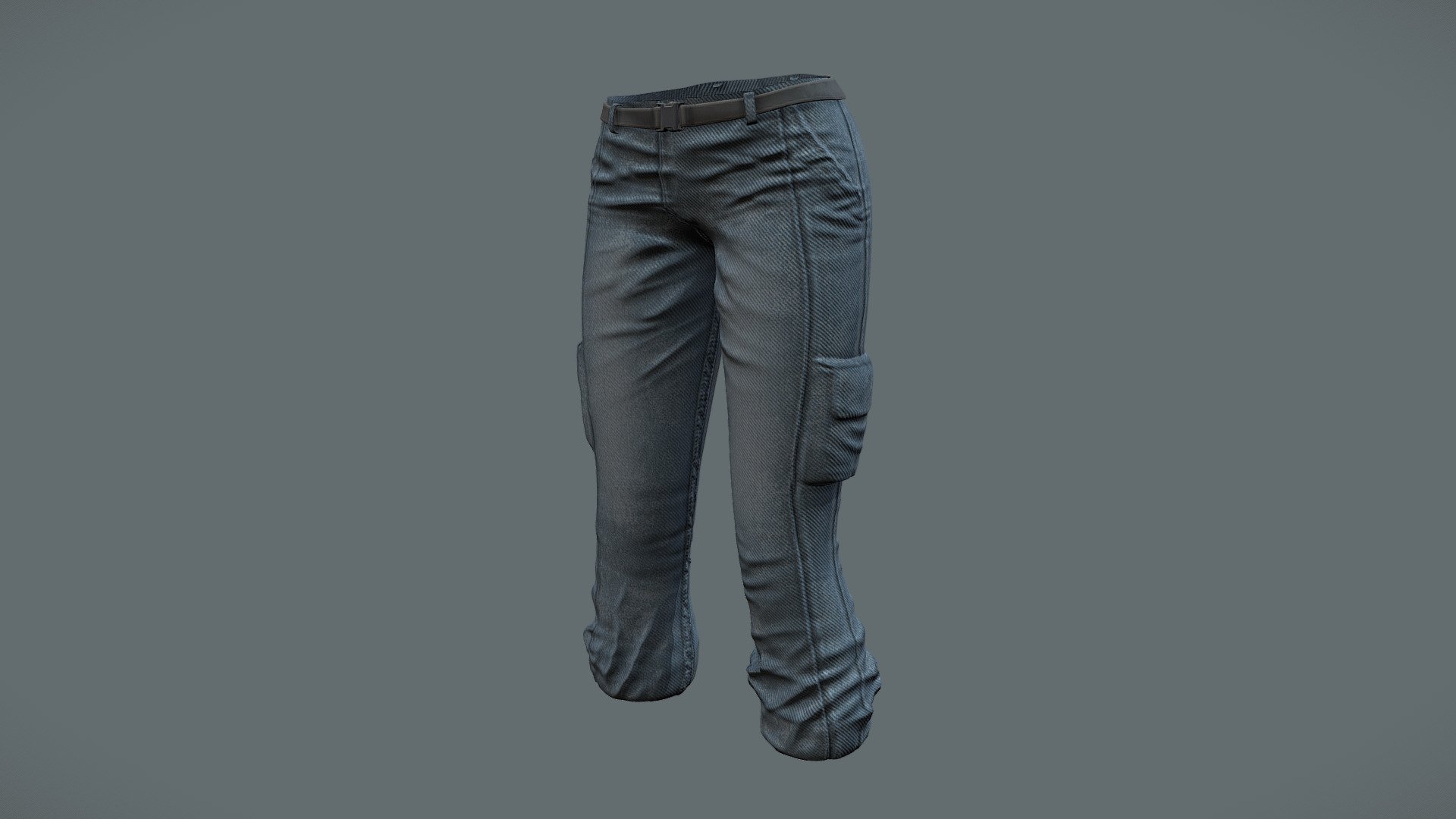 Female Cargo Denim Combat Survival Pants 3d model