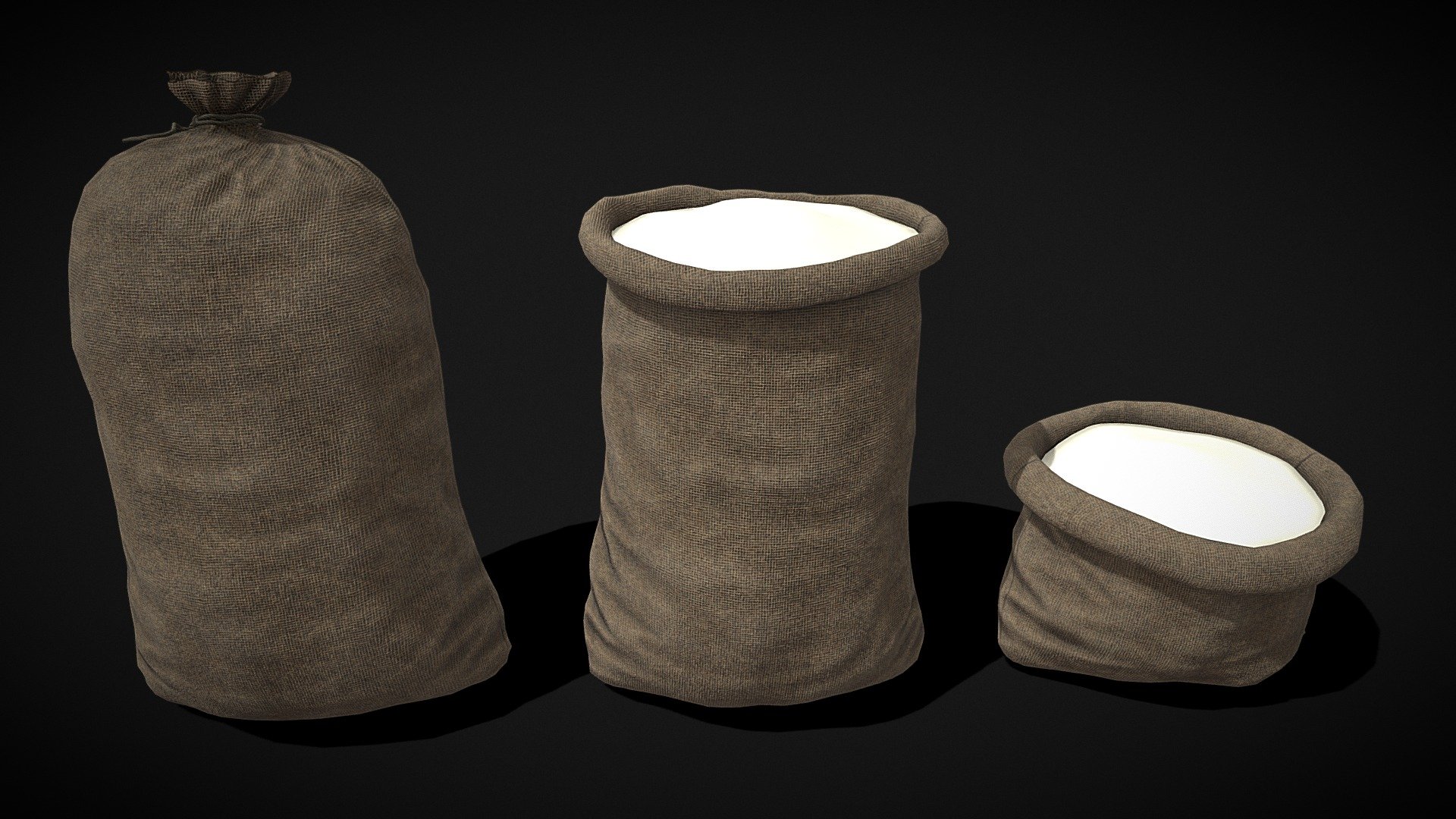 Burlap Sacks of Flour 3d model