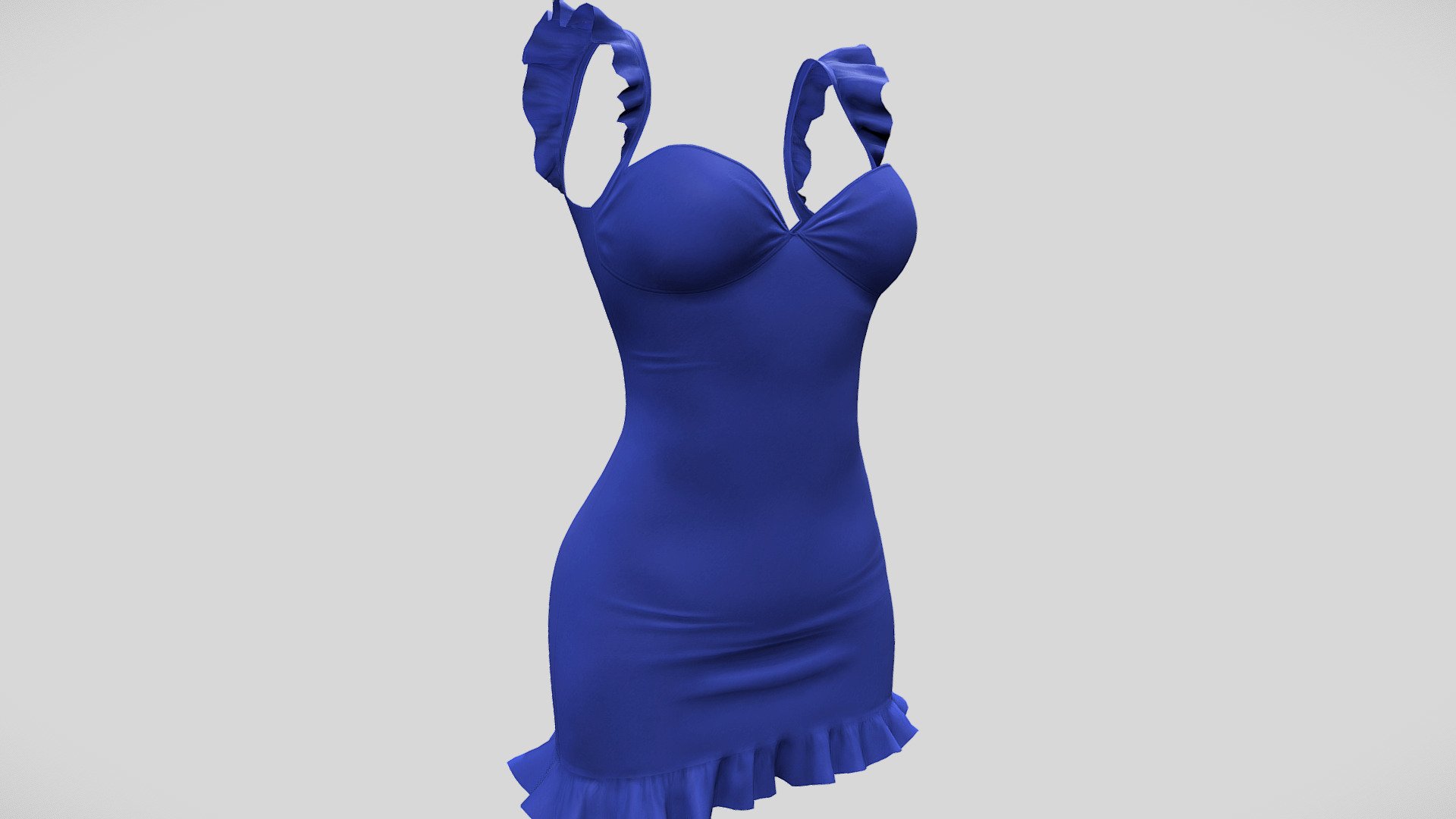 Frills Trims Mini Cami Dress 3d model