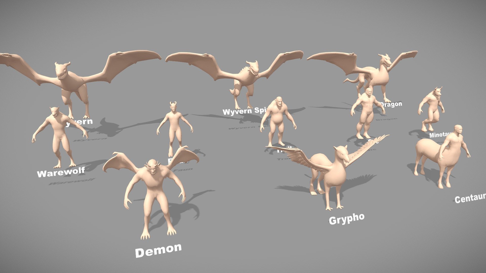 Base Meshes Monster 3d model