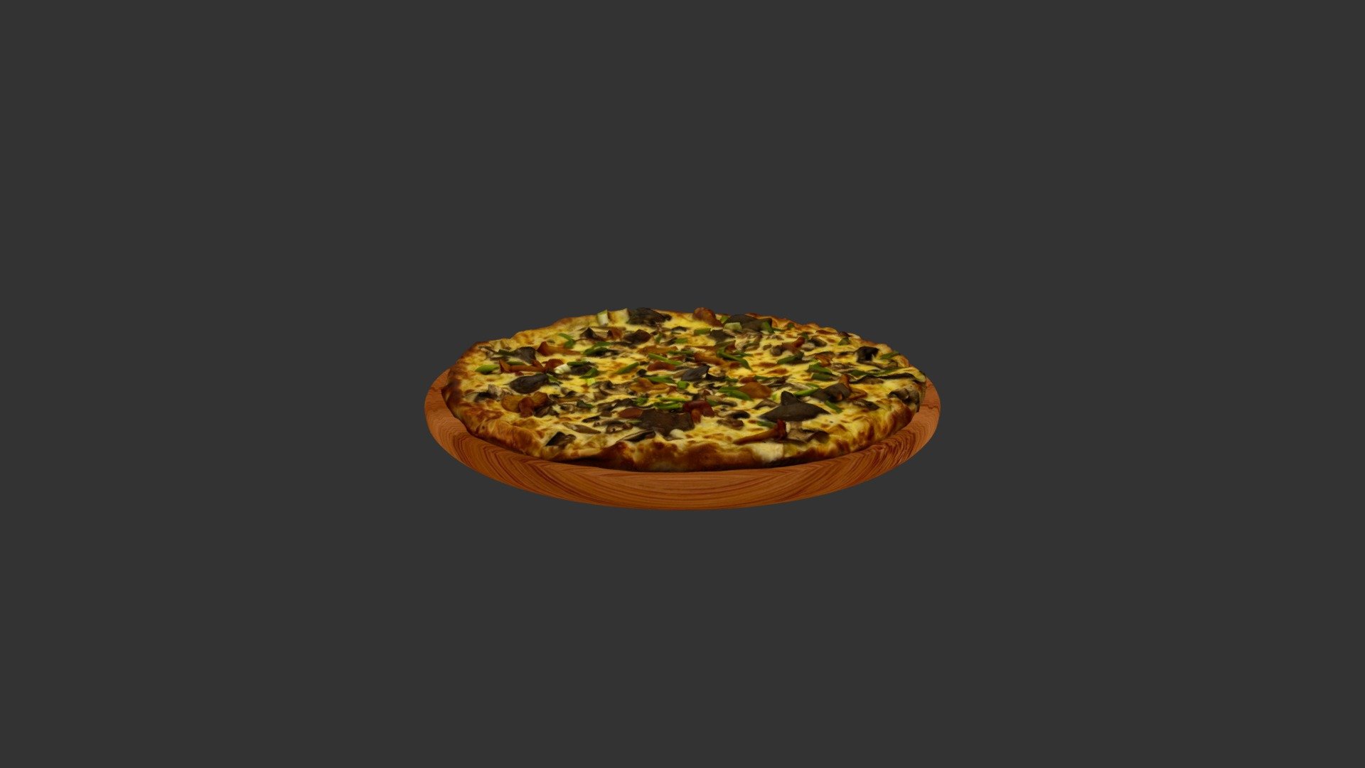 Mix Mushrooms Pizza 3d model