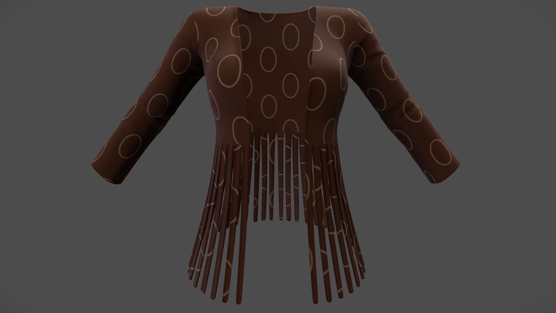 Female Tassels Bottom Retro Cardigan 3d model