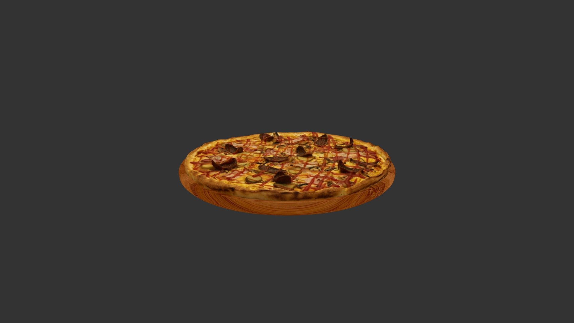 Cucumber Cheese Meat Tomato Pizza 3d model