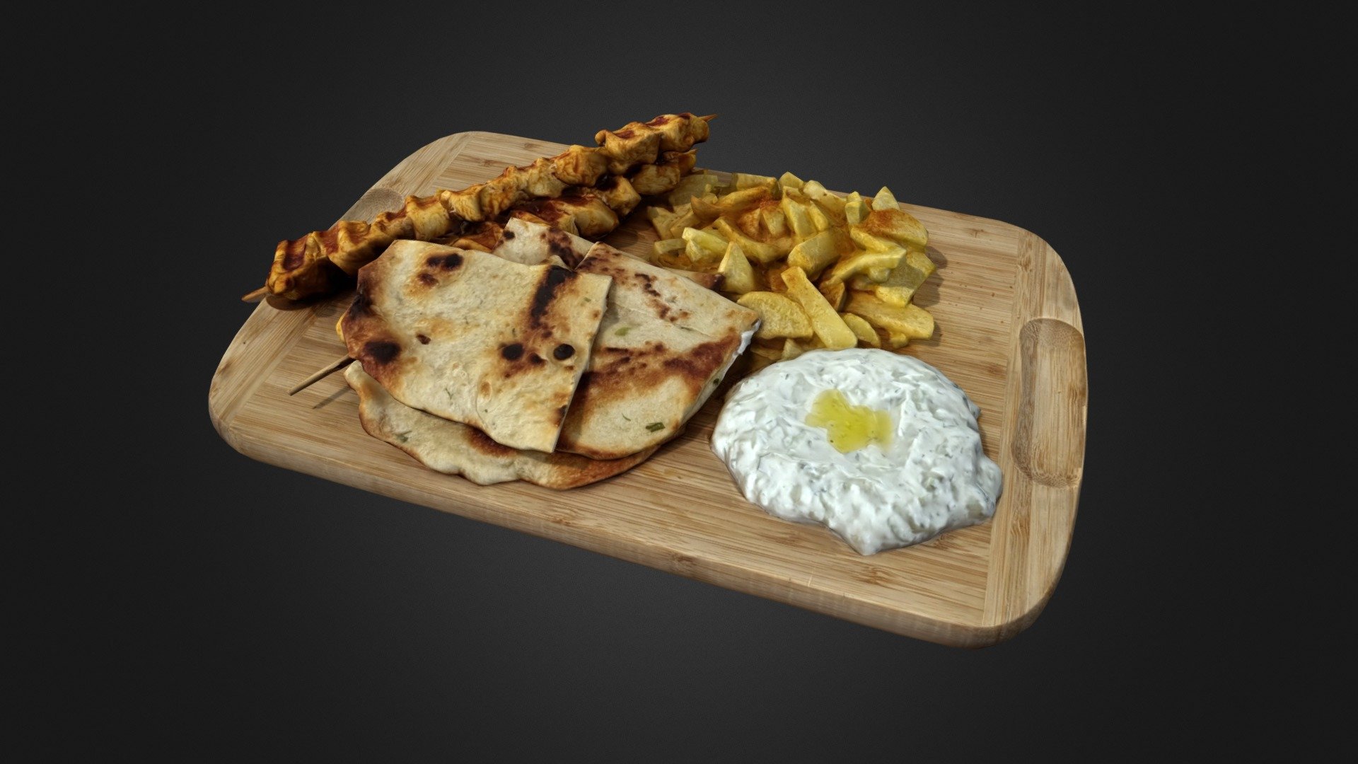 Souvlaki Greek Platter 3d model