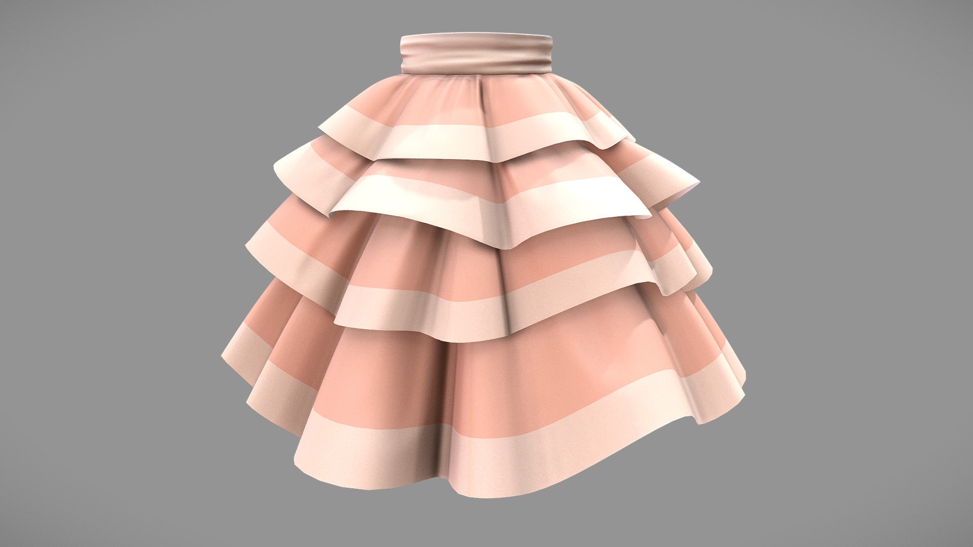 Female High Waist Ruffled Layered Short Skirt 3d model