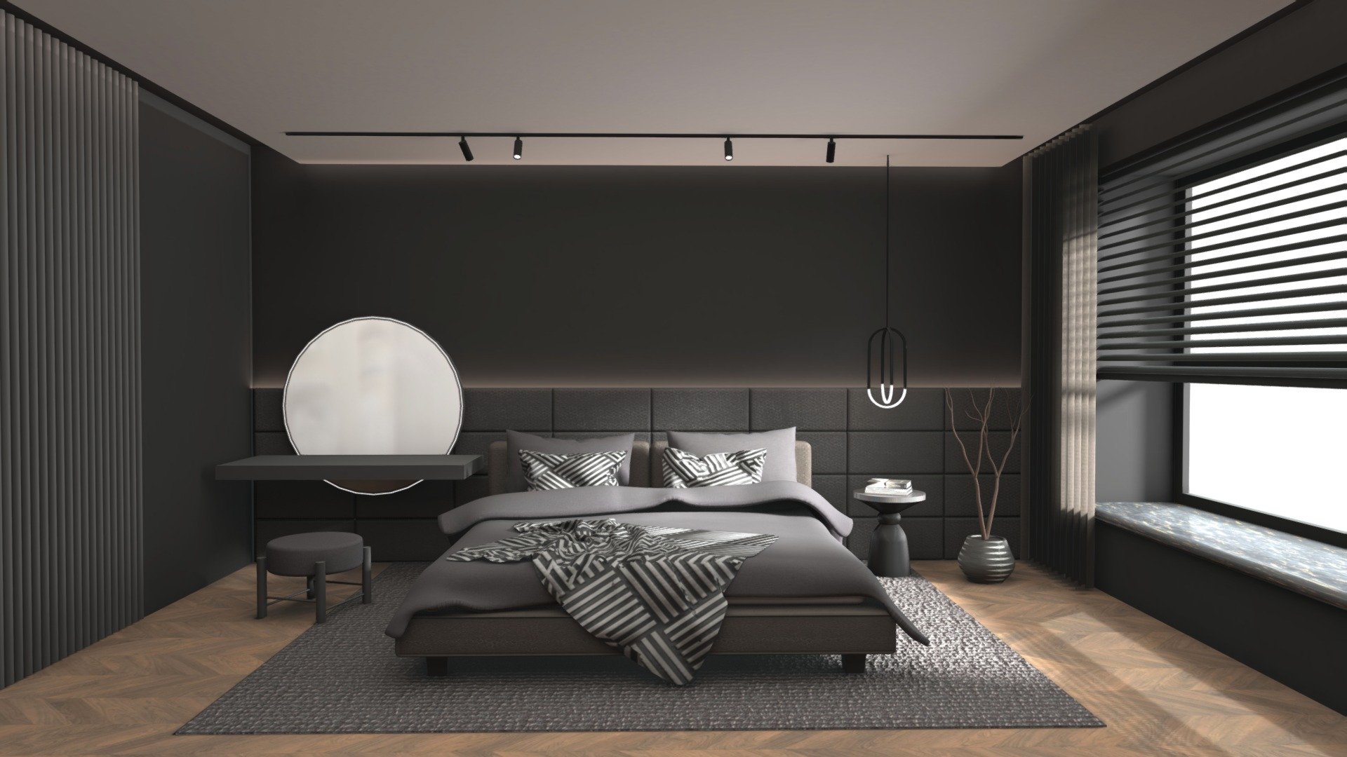 quiet dark bedroom 3d model