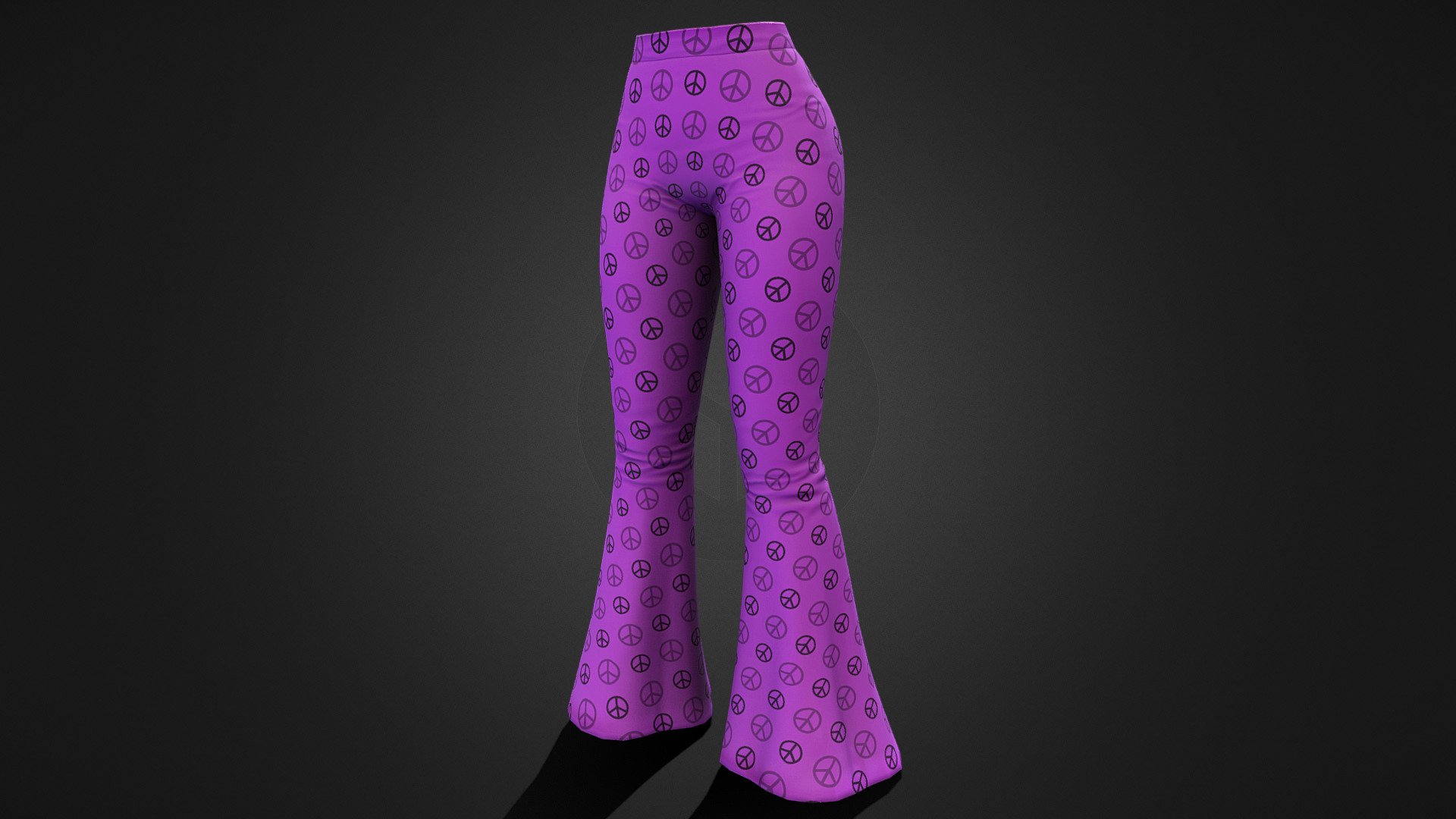 Female Bell Bottom Retro Boho Pants 3d model