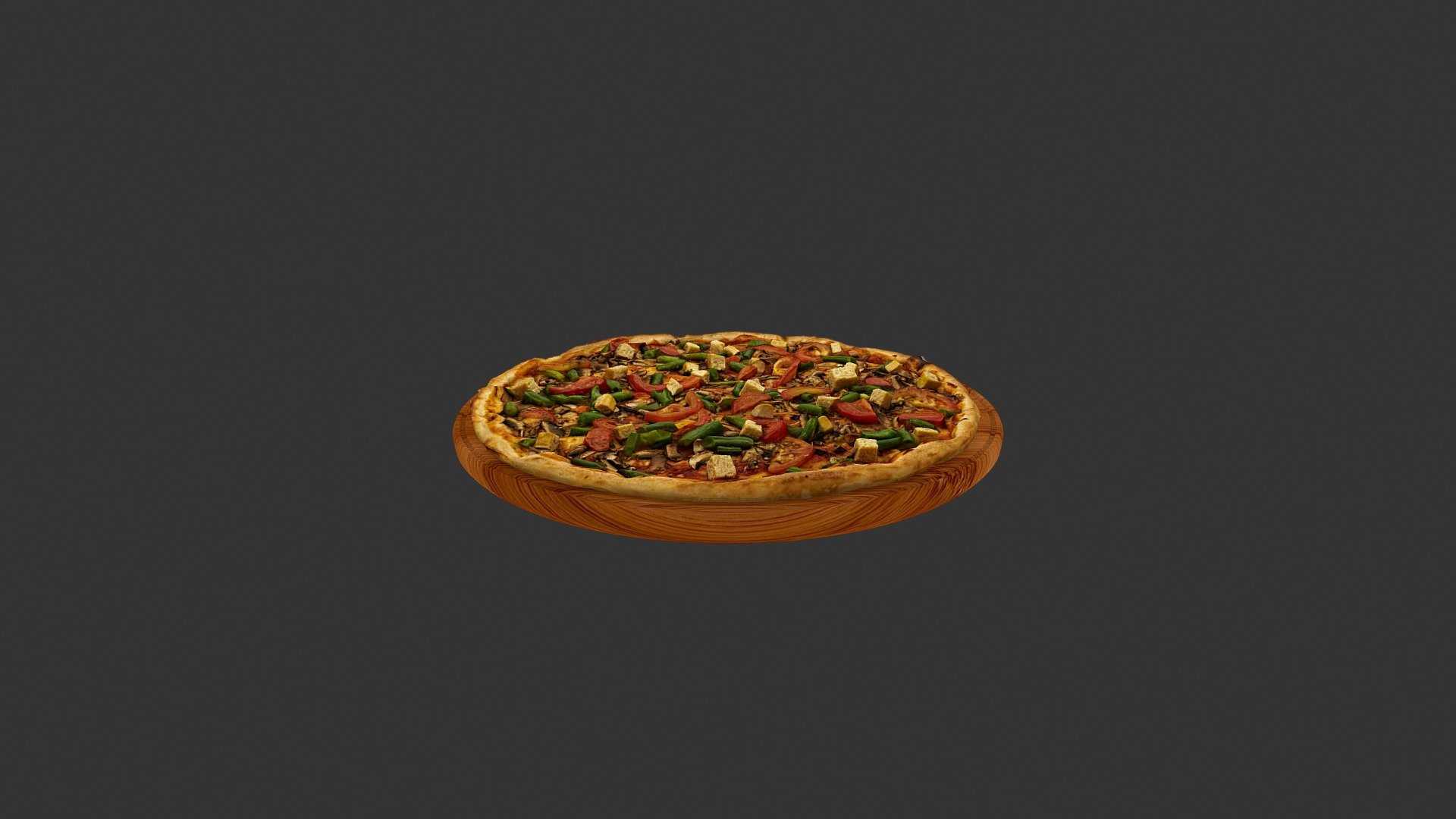 Cao Blanco Mushrooms Tomato Pizza 3d model