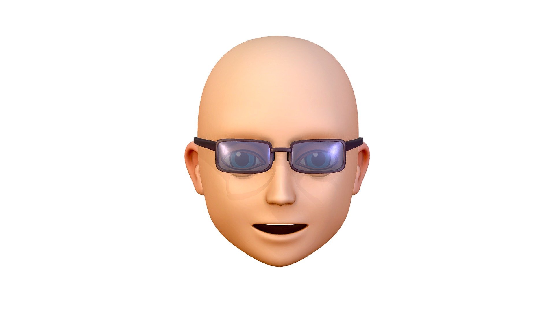 Business Glasses Young Man Boy Bald Head Icon 3d model