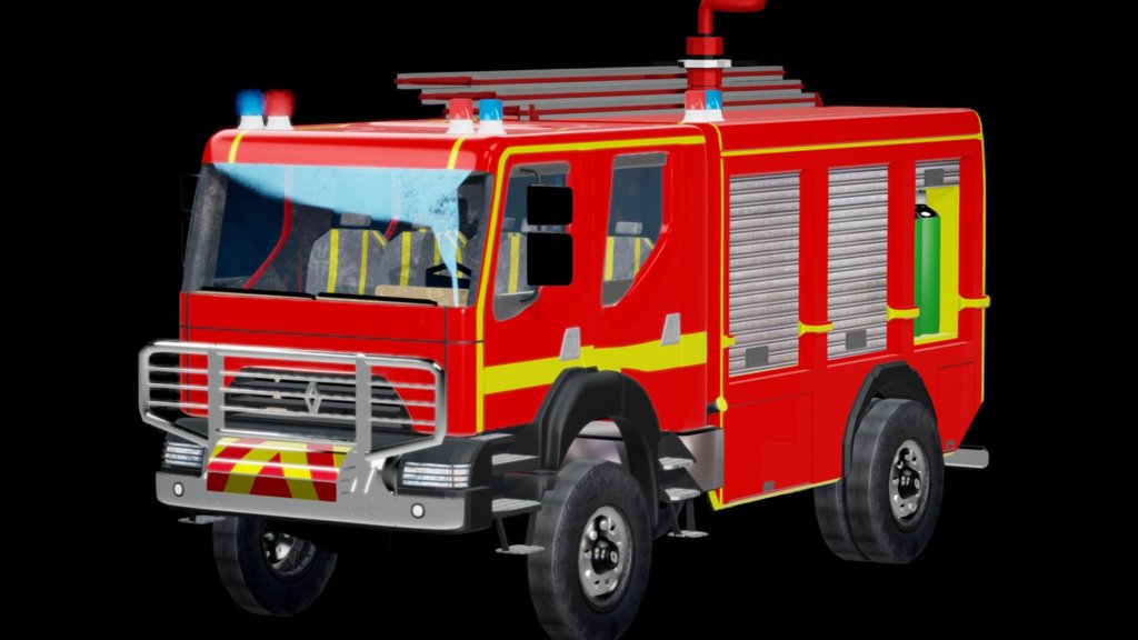 renault fire-truck 3d model