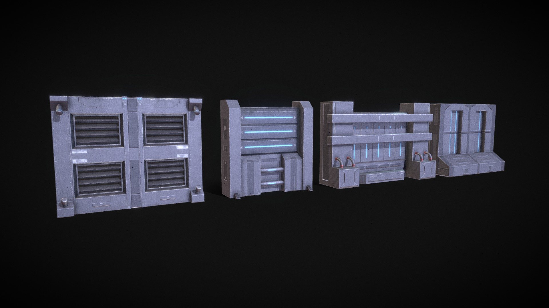 Sci-Fi Modular Wall Panels Pack 3d model