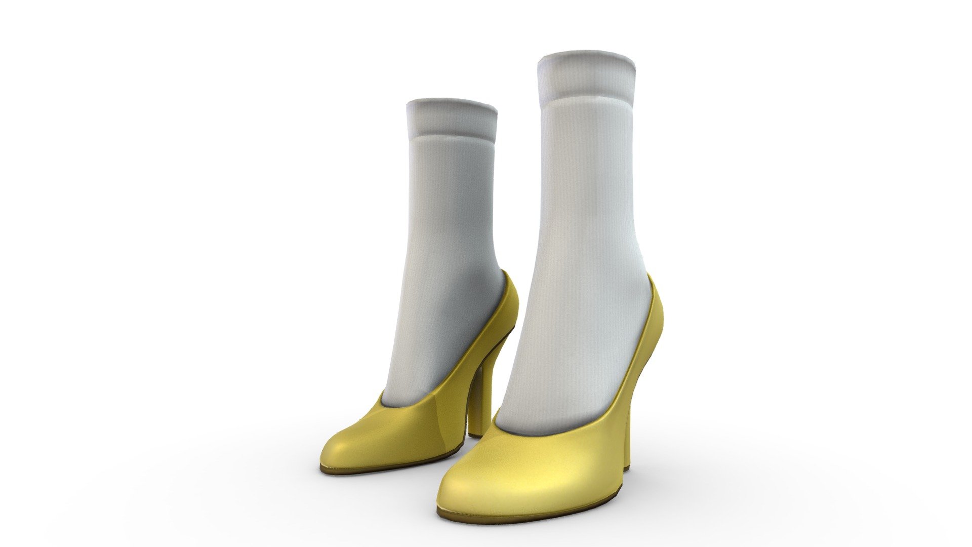 Female Retro High Heel Shoes With Ankle Socks 3d model