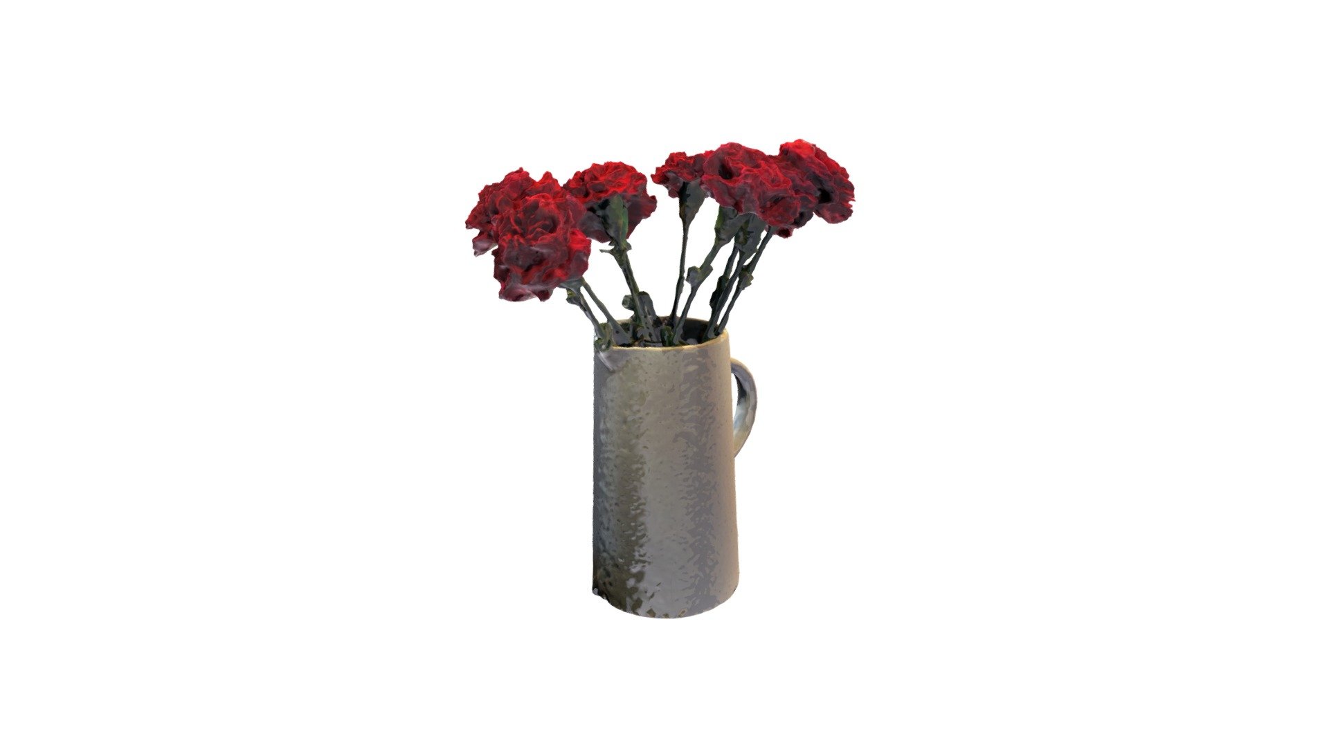 Carnations in Textured Vase 3d model