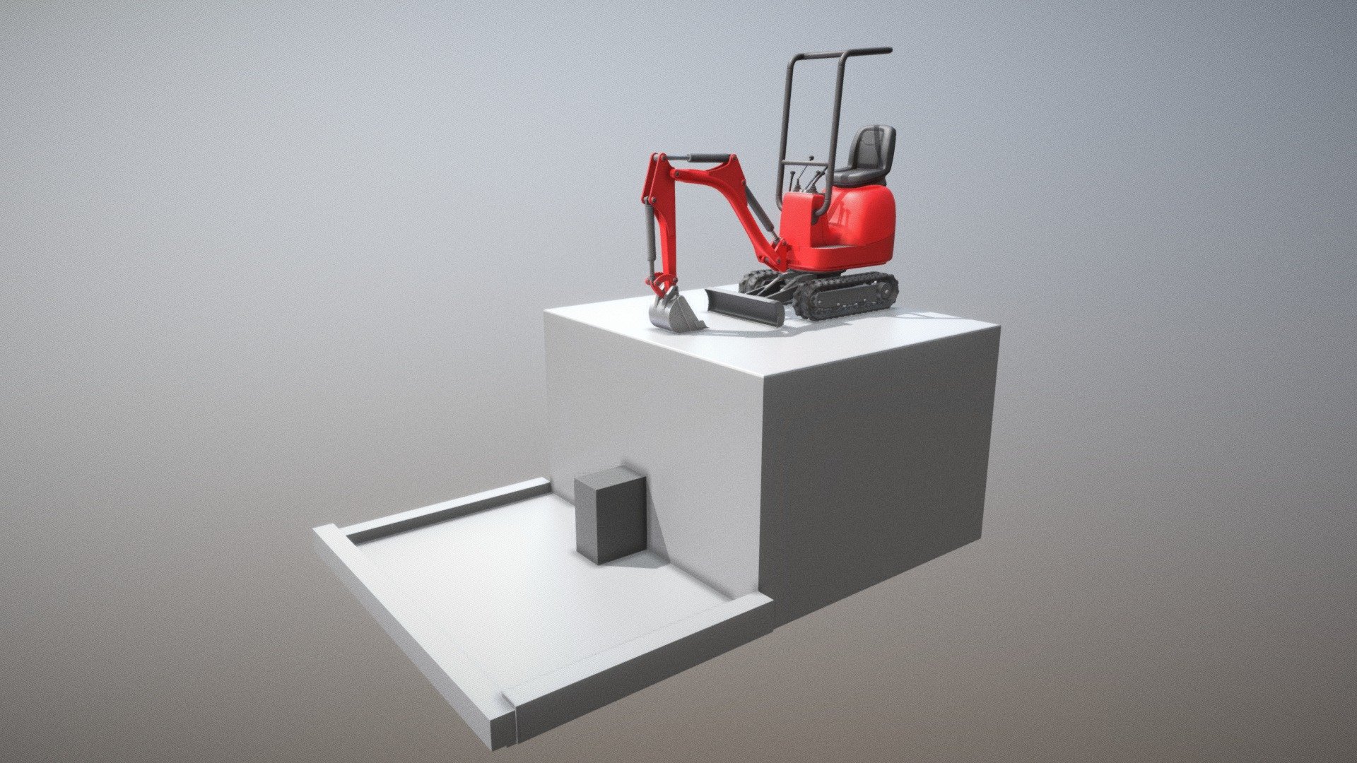 Mini-Excavator (Low-Poly and Rigged) 3d model