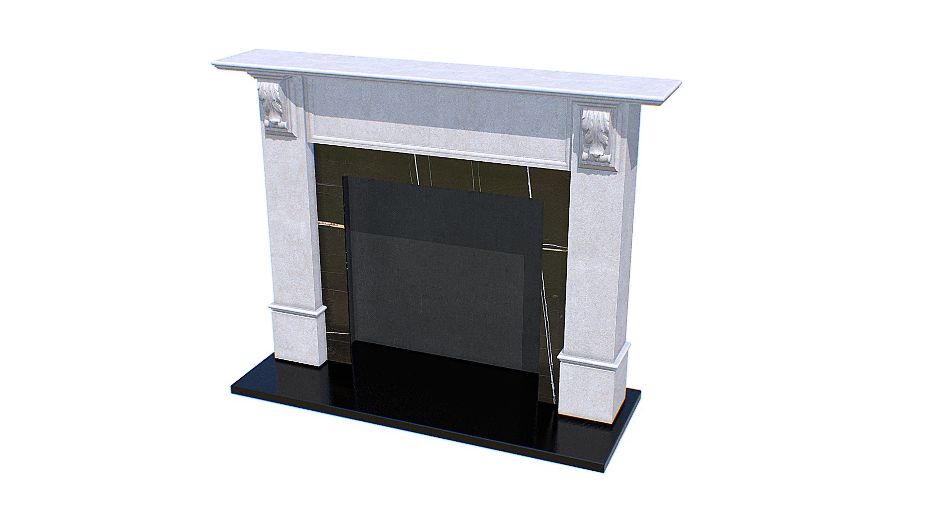 Limestone Fireplace Mantel V2 3d model