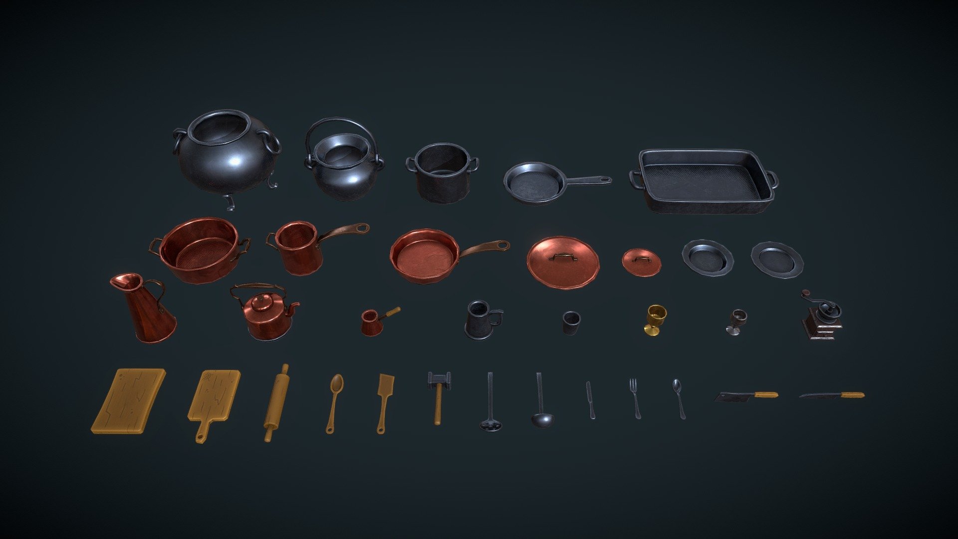 Stylized set: Kitchen equipment 3d model