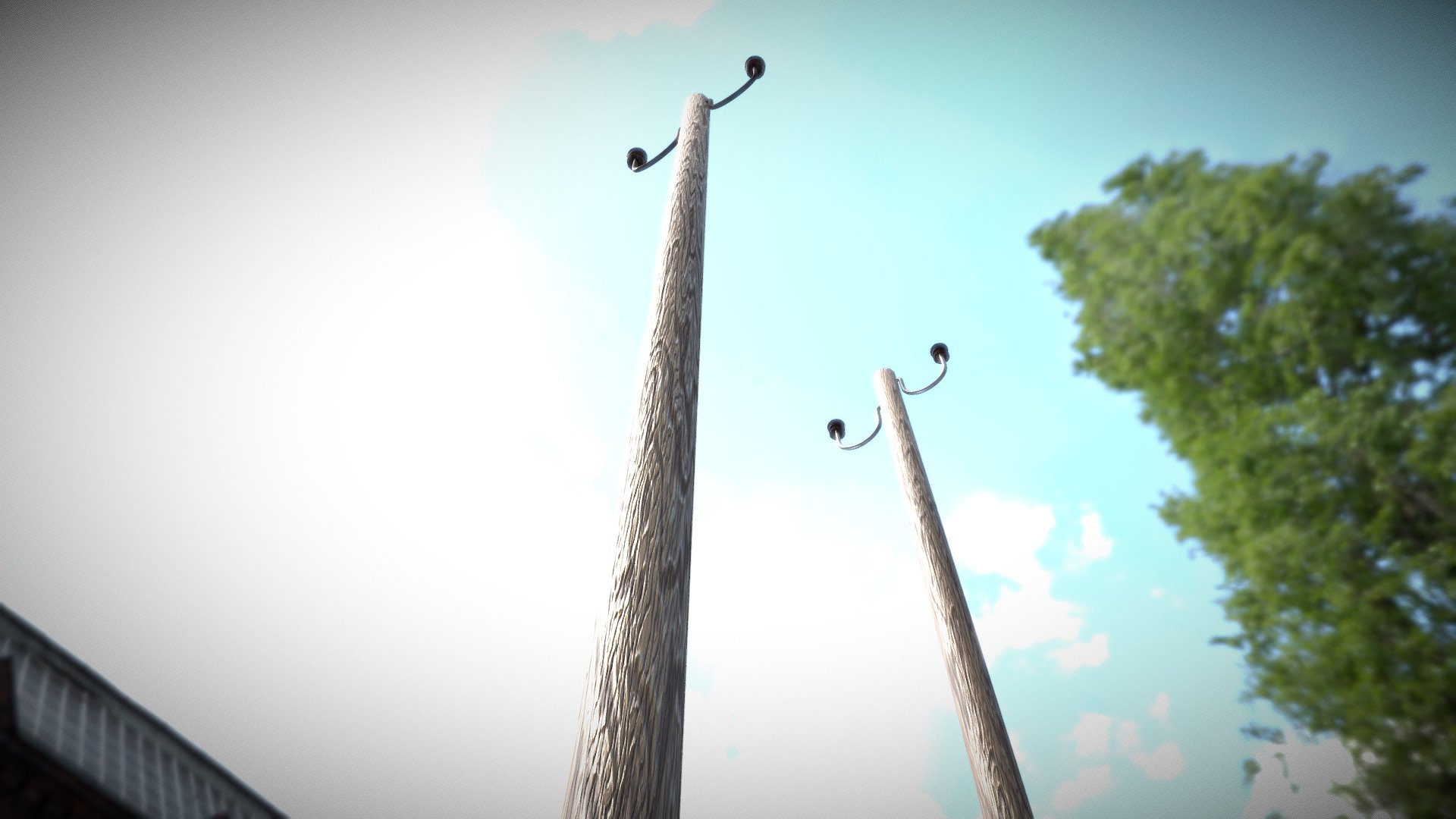 Wooden Power Poles 3d model