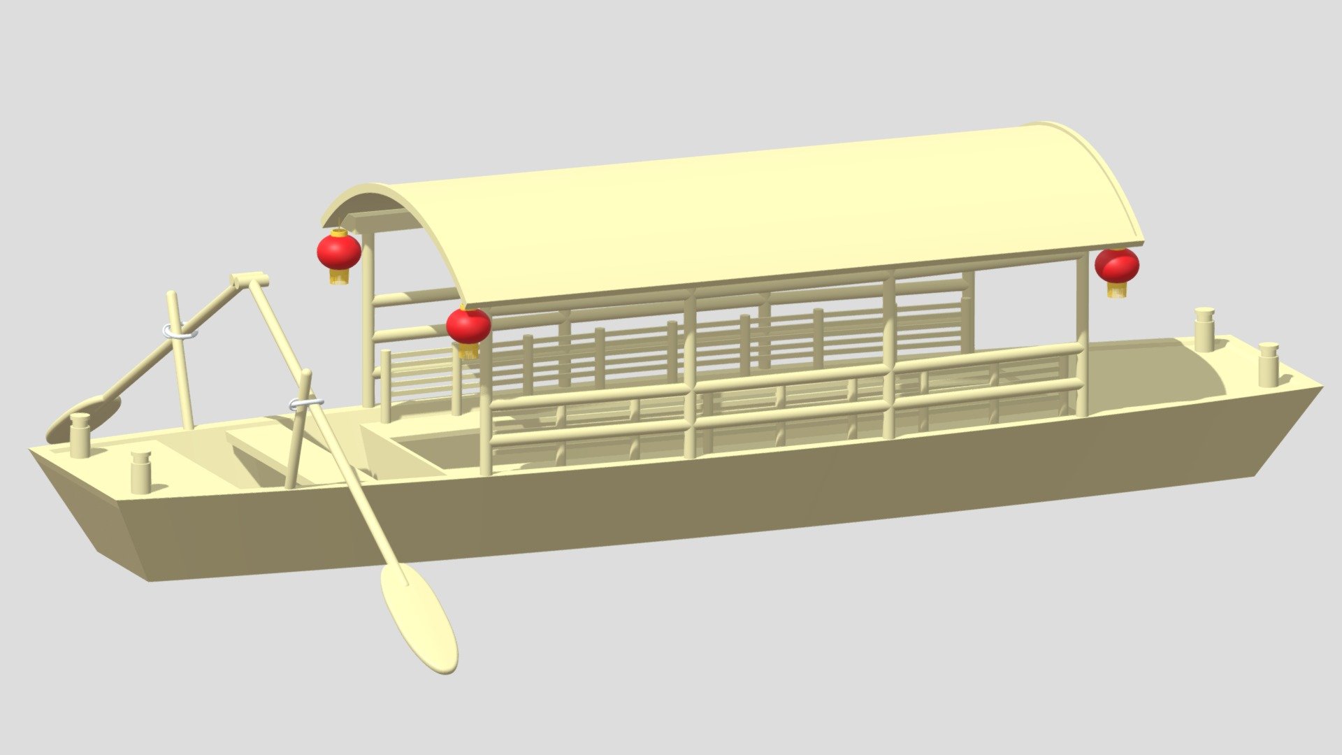 Old Traditional Chinese Wooden Passenger Boat 3d model