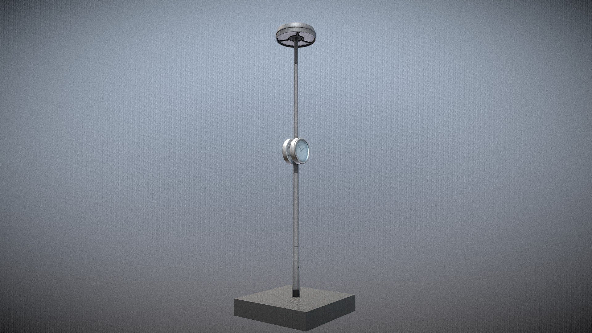 Street Light (1) with Station Clock (Low-Poly) 3d model