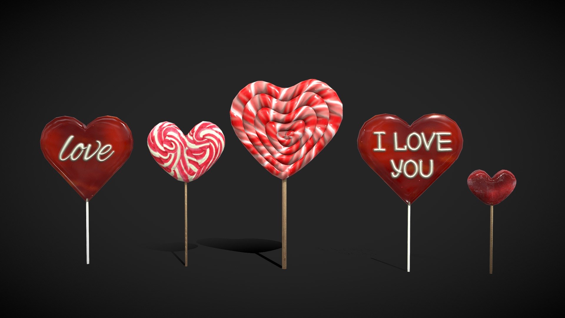 Valentines Lollipops / Heart Lollipops 3d model