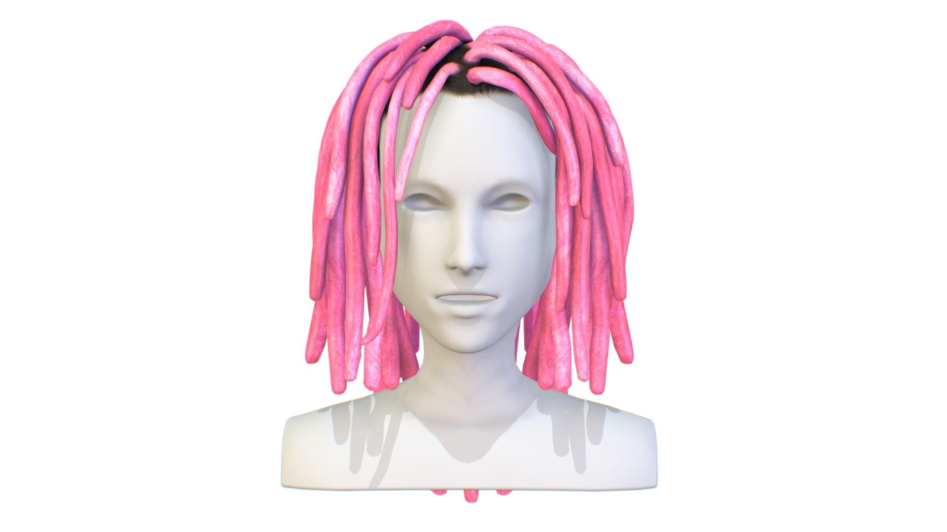 Hairstyle Dreadlocks Pink 3d model