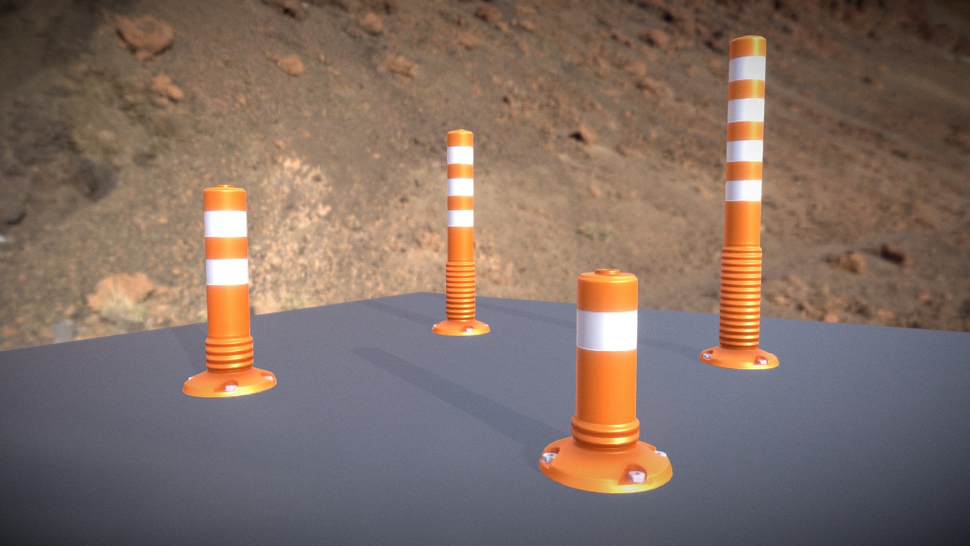 Traffic Delineator Flexipollers Pack 3d model