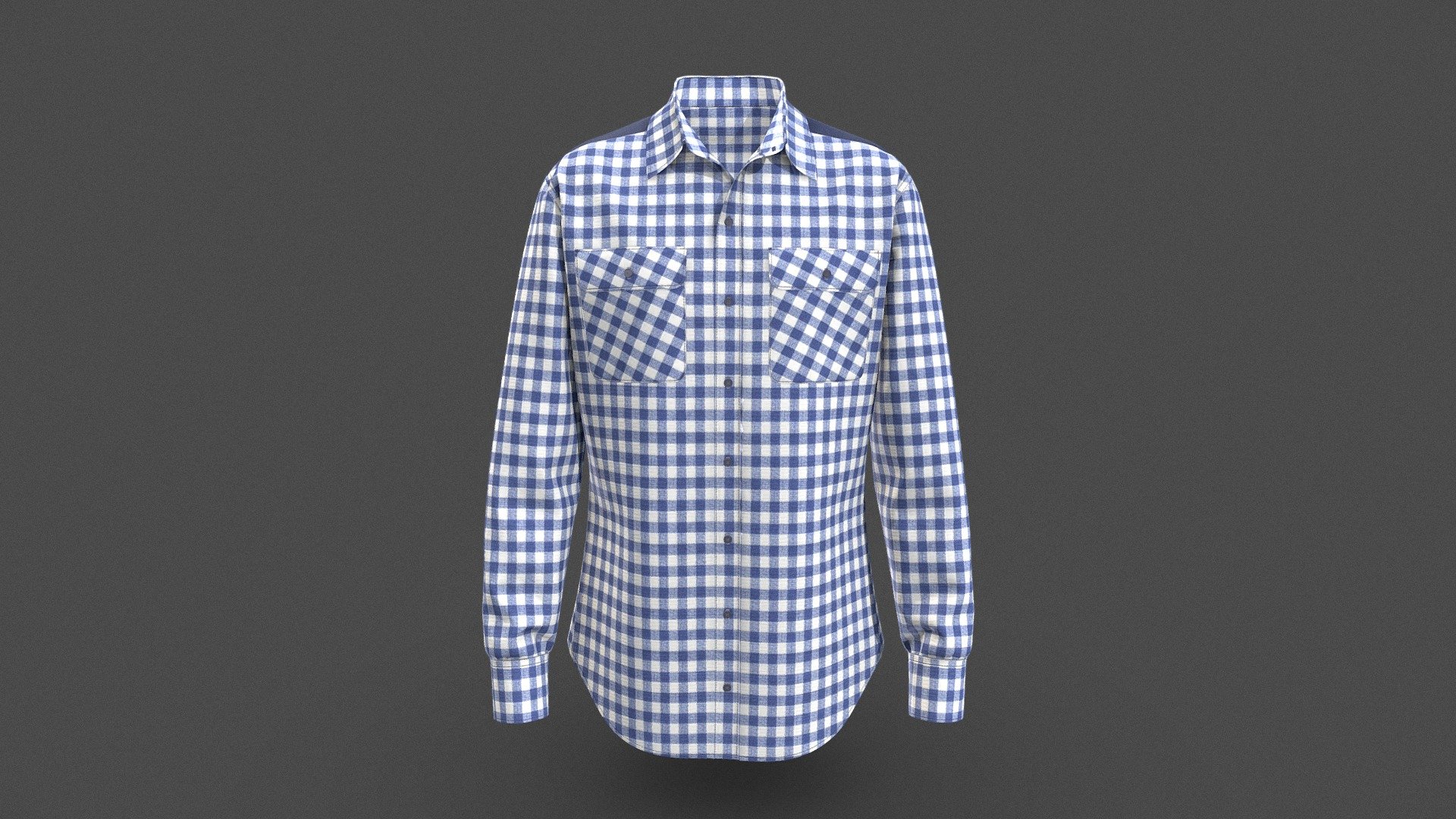 Men Full Sleeve Apparel Check Fashion Shirt 3d model