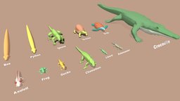 Reptiles,  Amphibians lowpoly