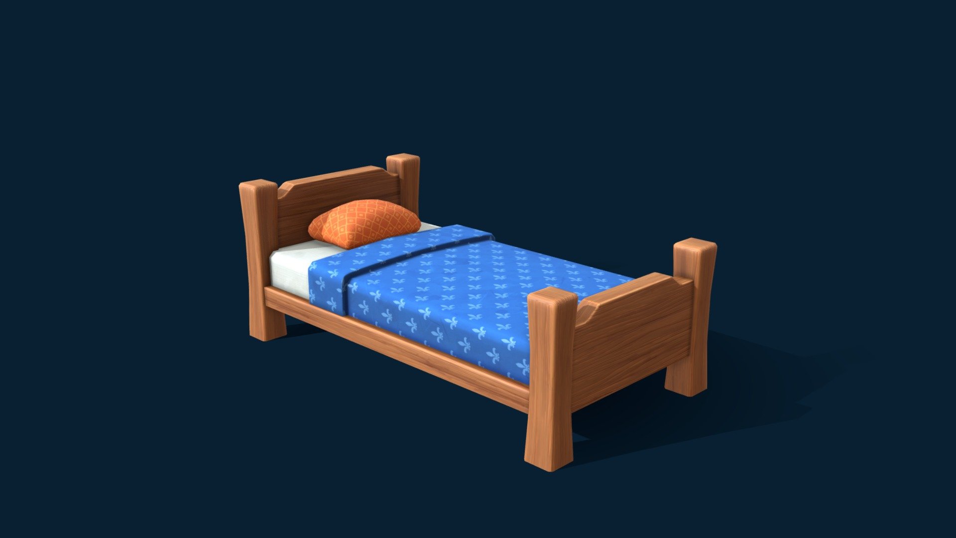 Stylized Fantasy Lowpoly Bed 3d model