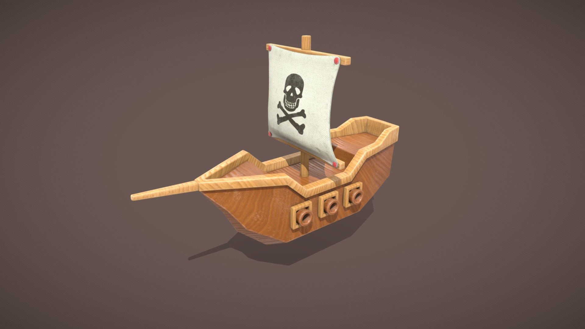 Wooden toy boat 3d model