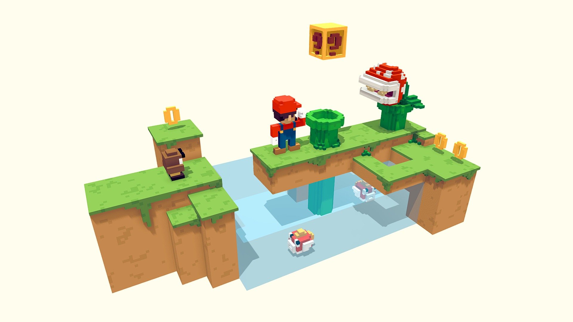 Mario Bros + Magicavoxel File 3d model