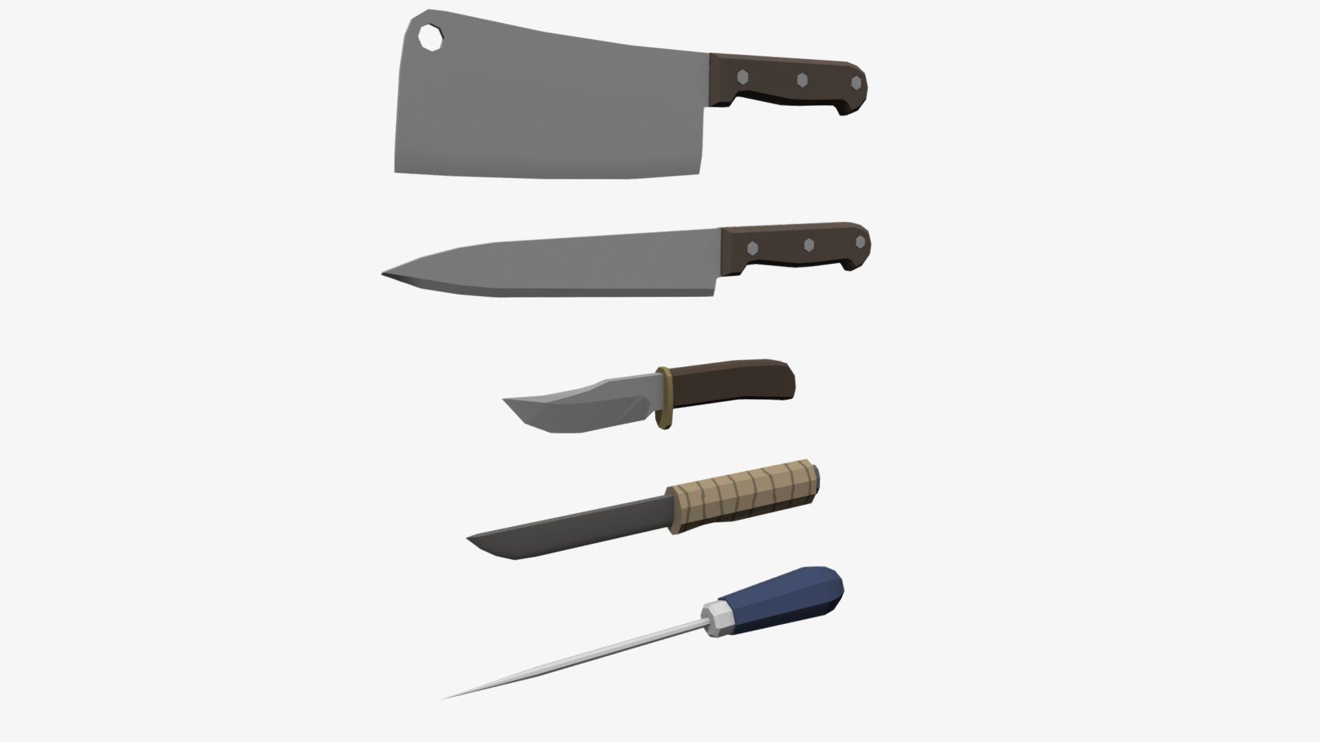 Low Poly Utility Knives and Icepick 3d model