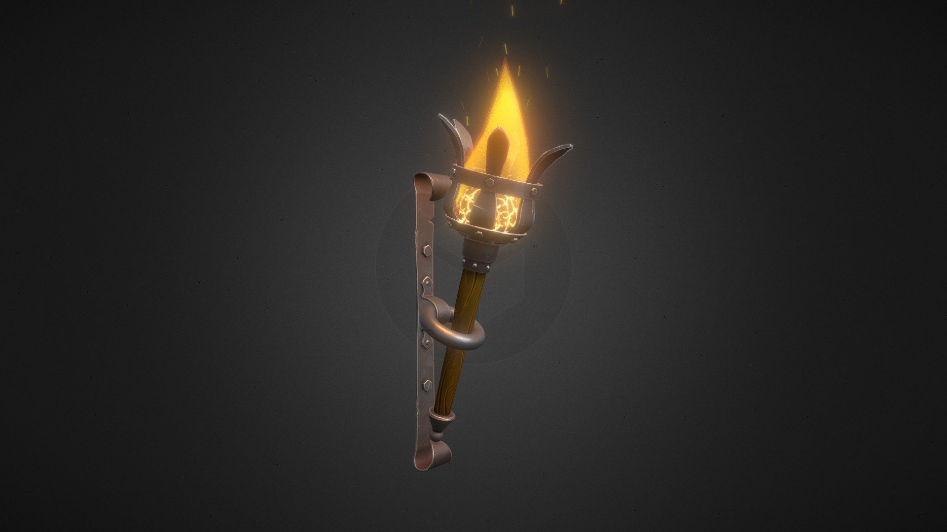 Medieval Stylized Torch 3d model