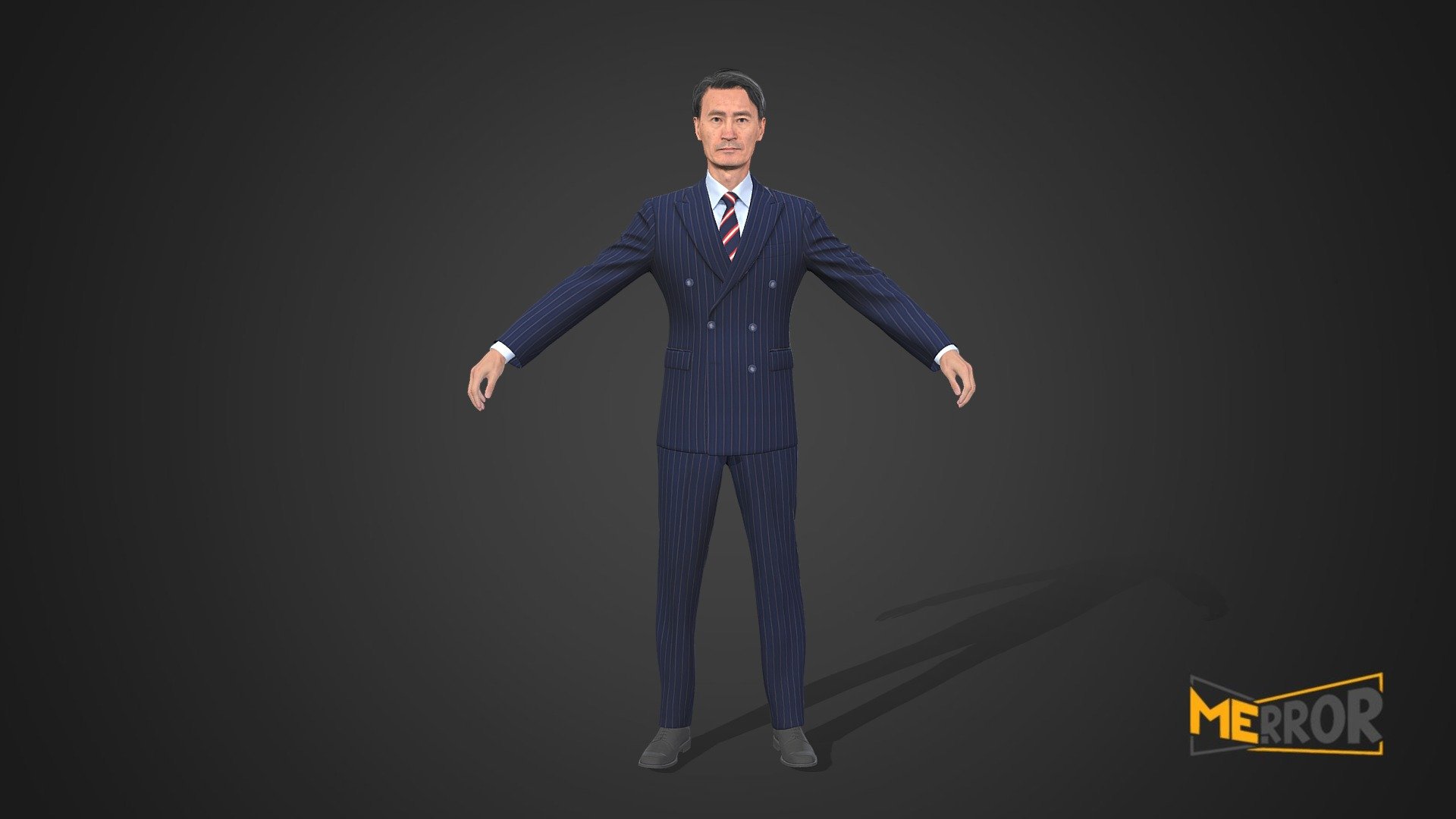 [Game-ready] Asian Man Scan A-Posed 3 3d model