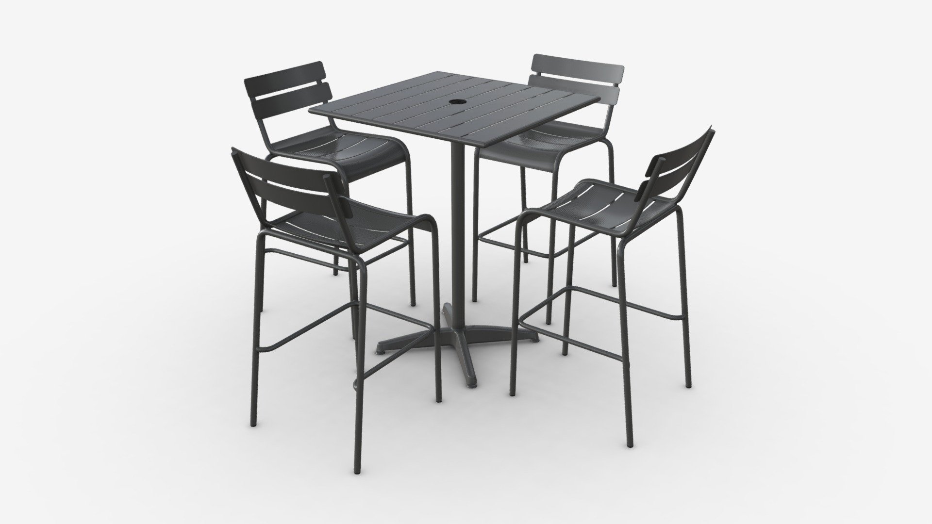 Bar Height Outdoor Table with Barstools 3d model