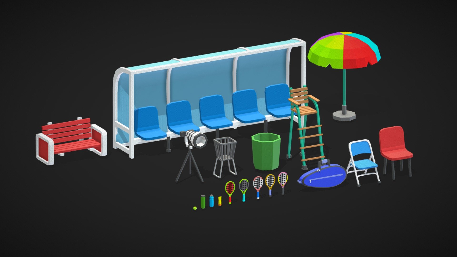 Low Poly Tennis Pack 3d model