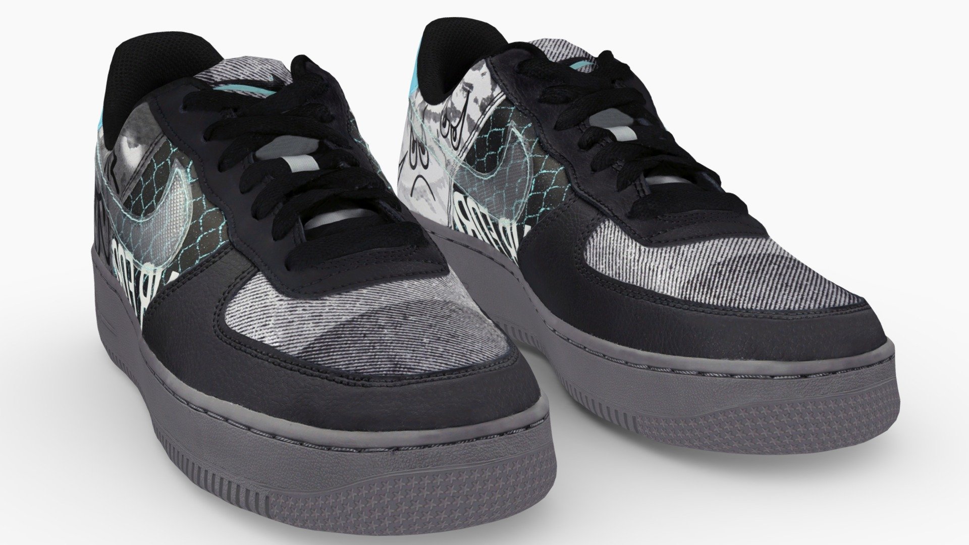 Nike Air Force 1 One Low Black 3d model