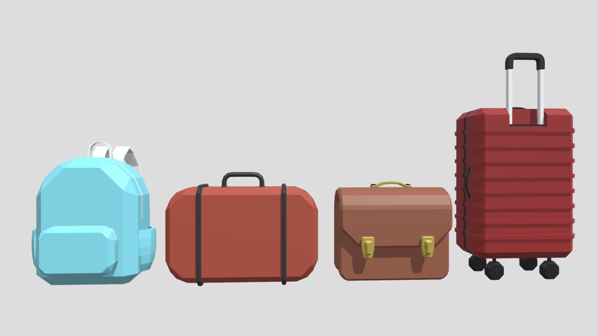 Cartoon Lowpoly Bag Collection 3d model