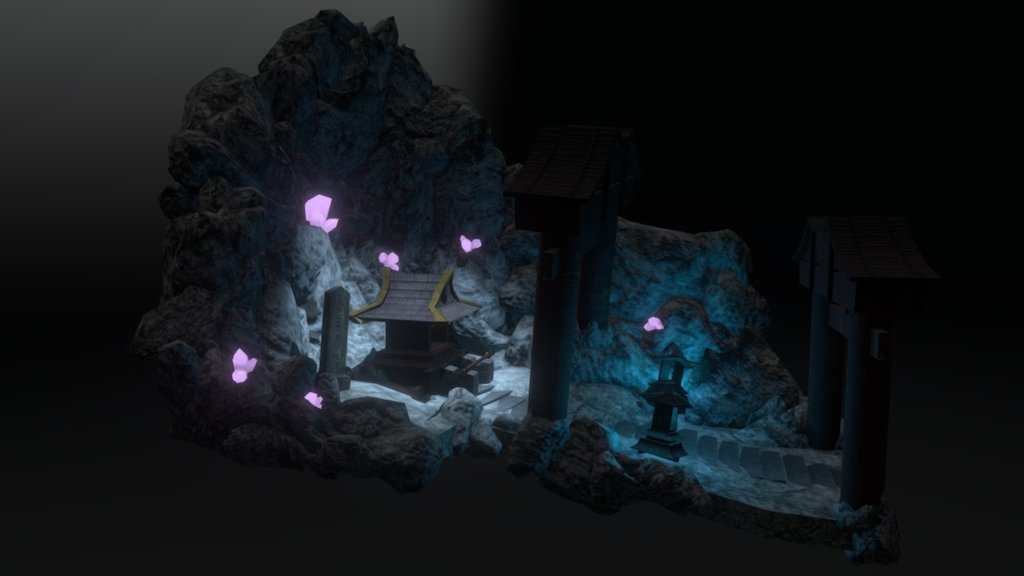 Japanese Cave Shrine 3d model