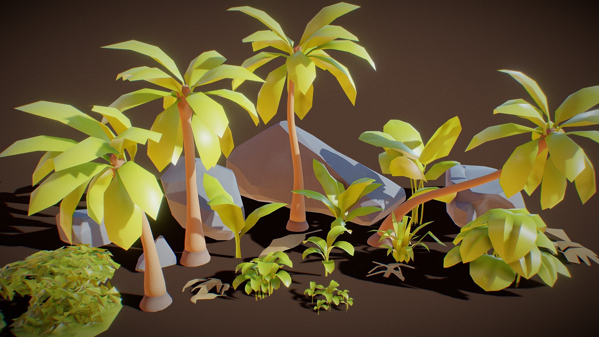 Low Poly Tropical Vegetation 3d model