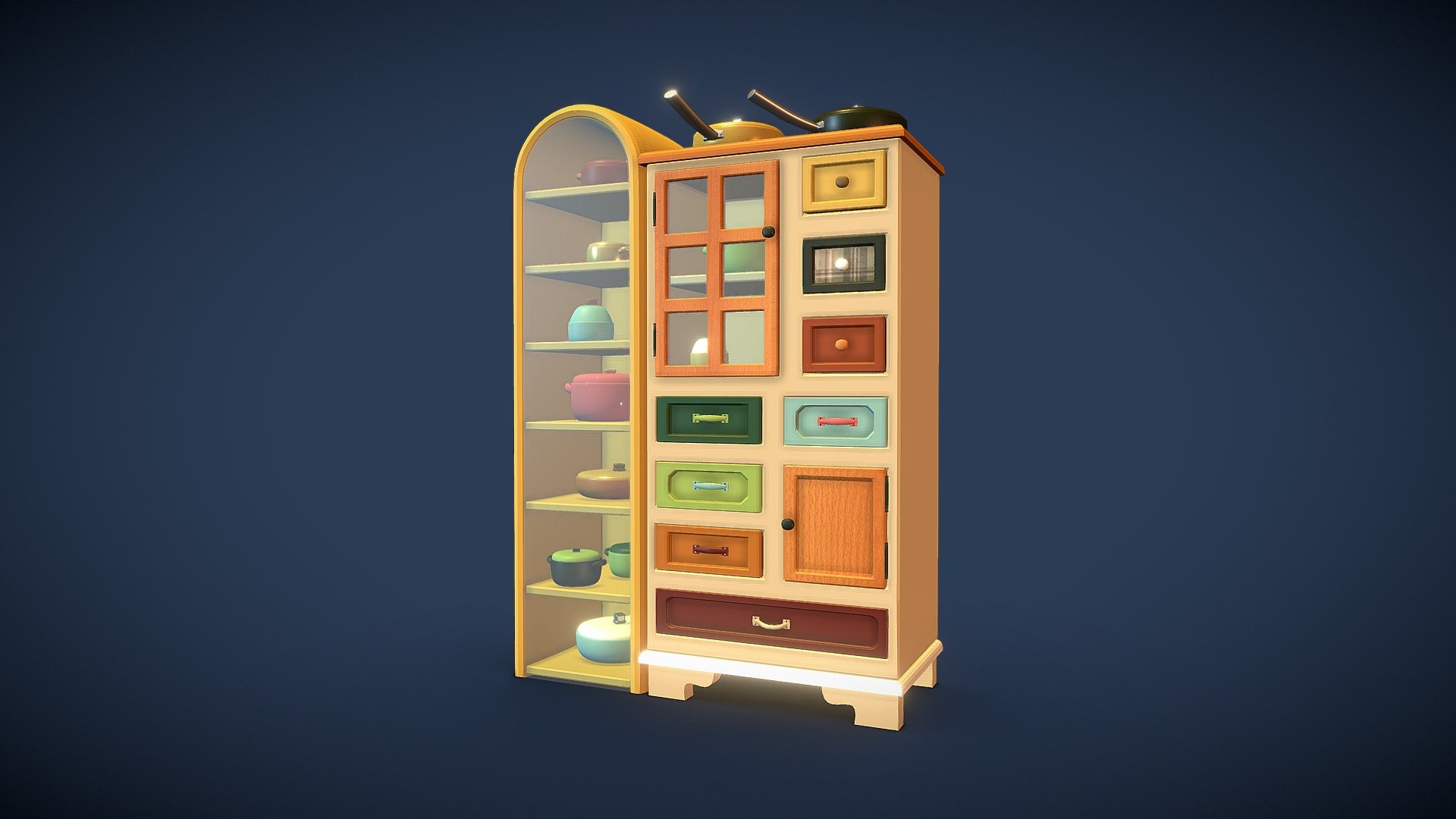 Cartoon Kitchen Cabinet 3d model