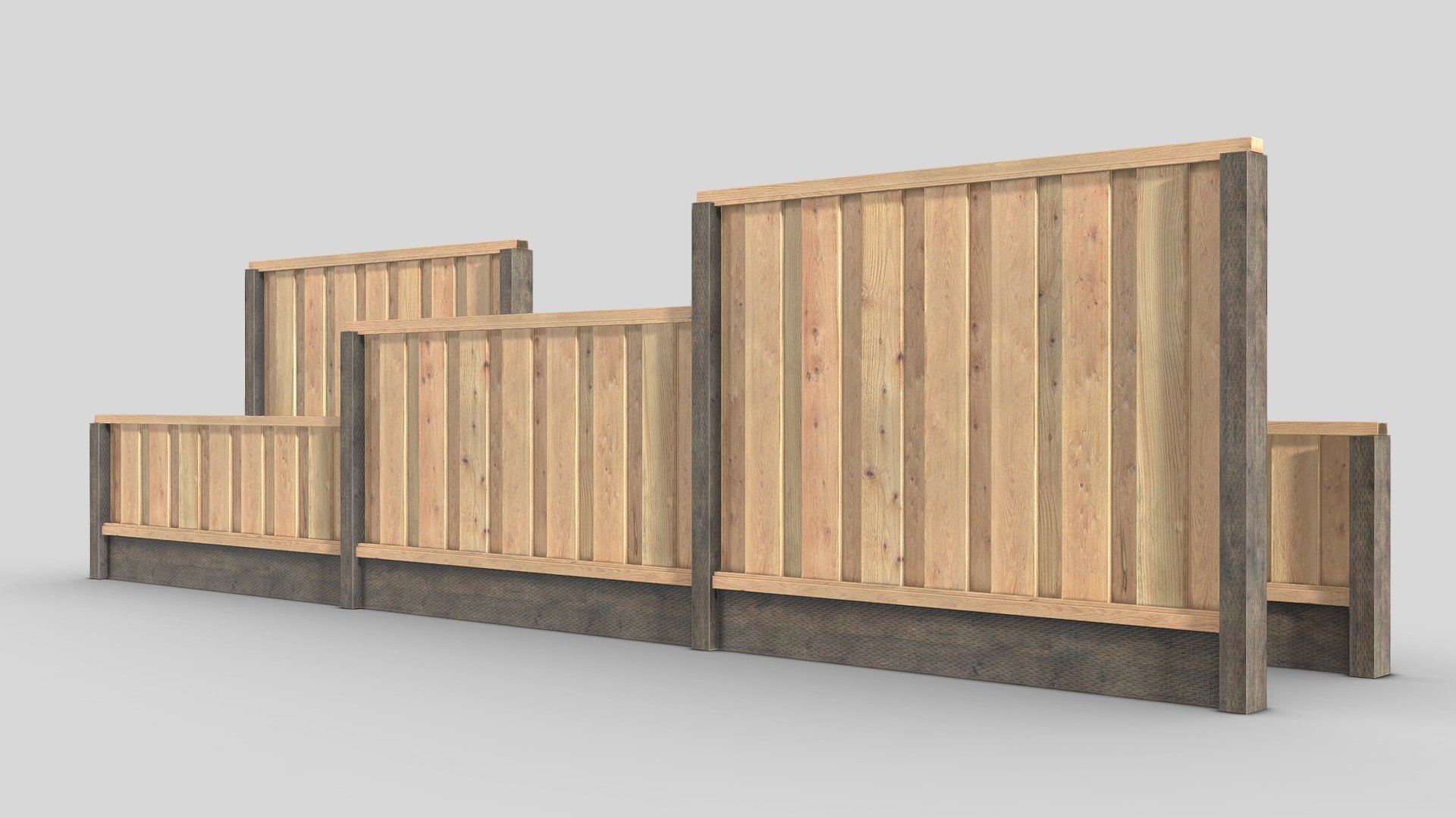 American Wooden Fence Pack 3d model