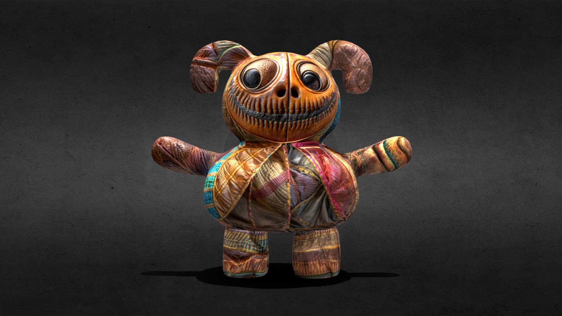 Leather patchwork horror doll 3d model