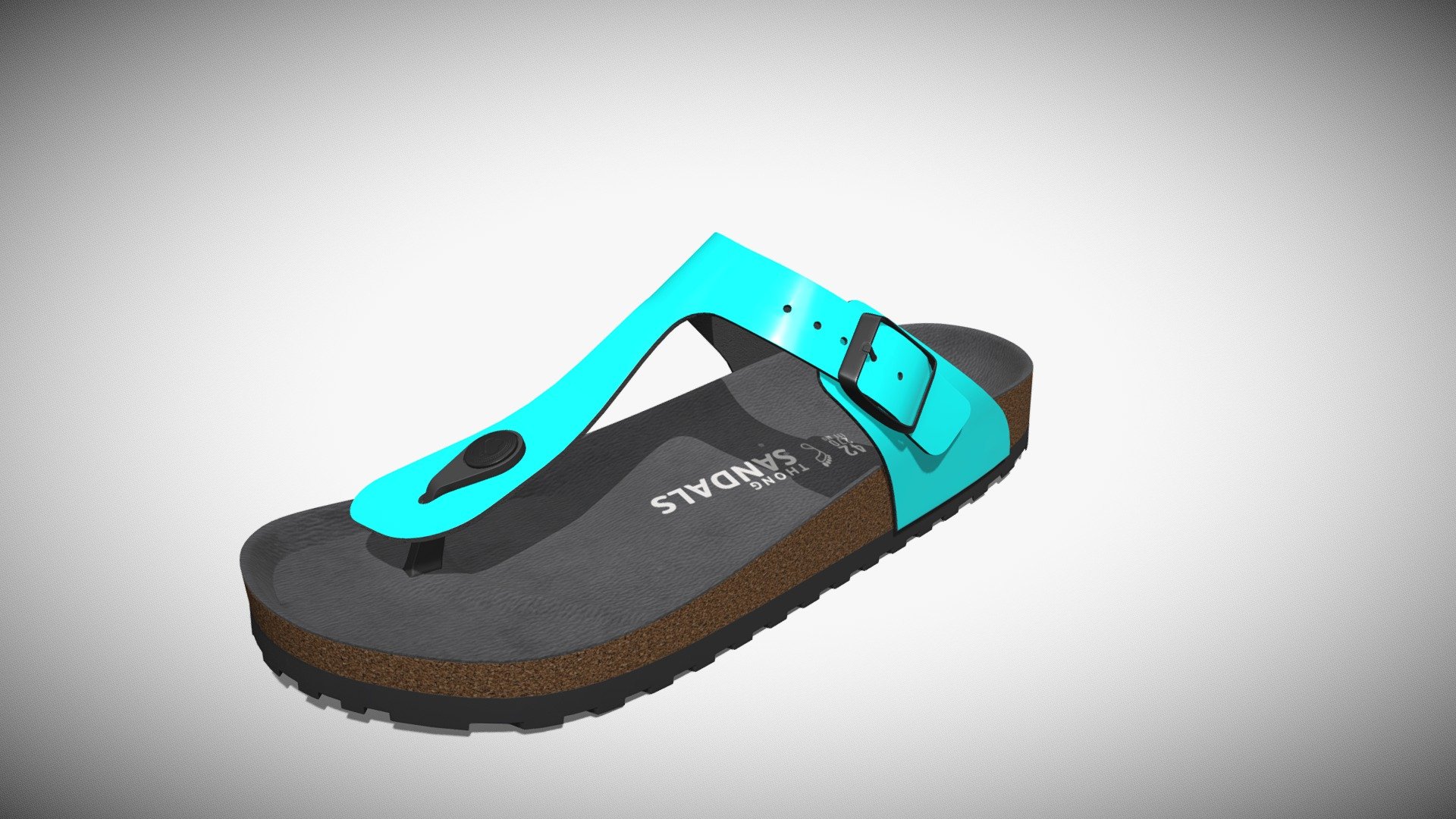 Thong Sandals Cyan Patent 3d model