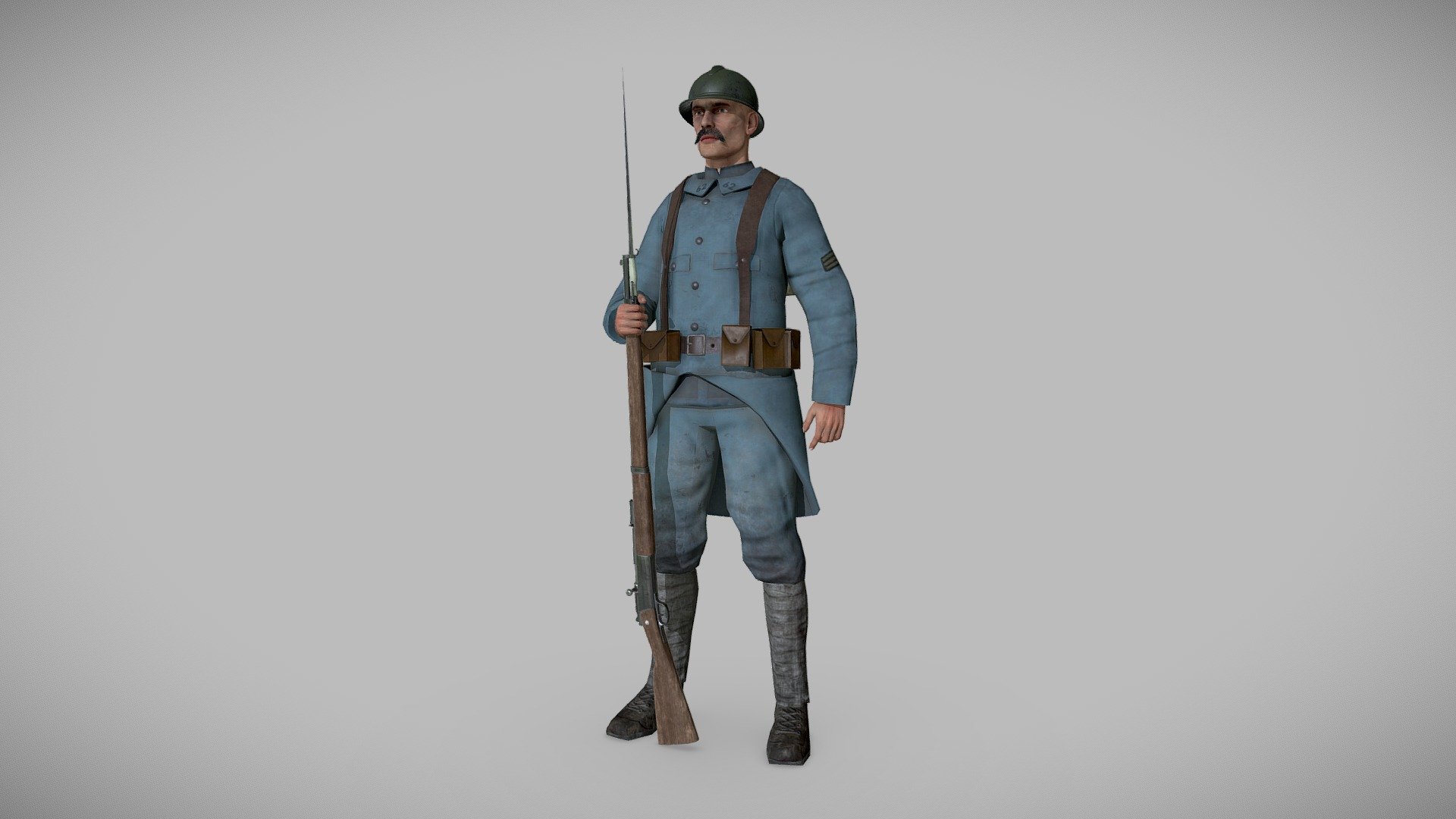 Żołnierz francuski spod Verdun. I wojna światowa 3d model