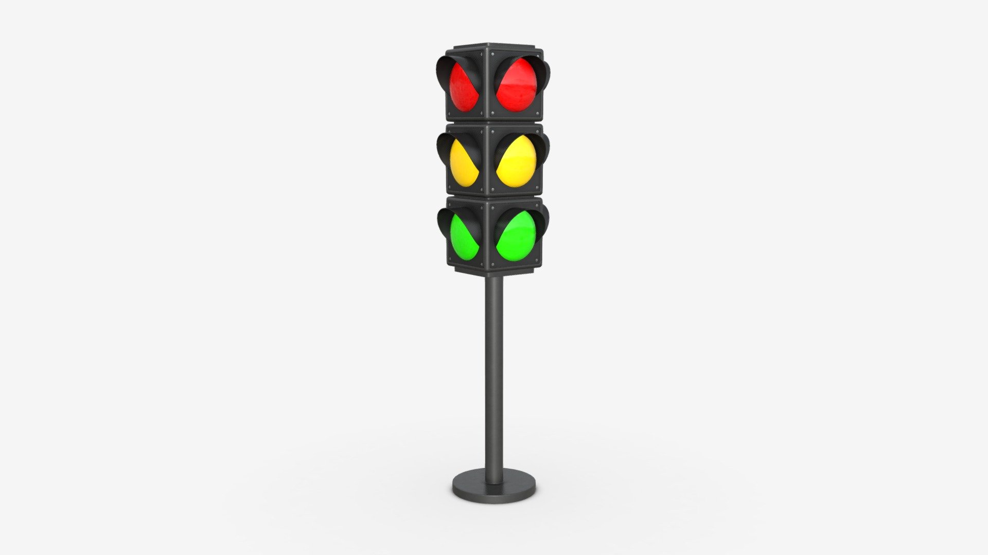 Traffic lights on column 3d model